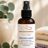 Breathe & Reset Room & Linen Spray displayed in a calming spa-inspired home.