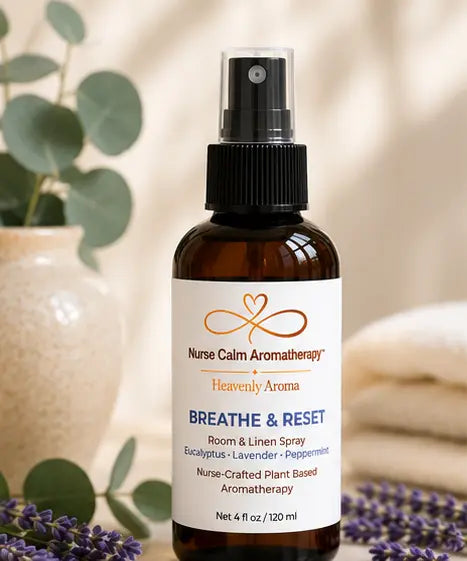 Breathe & Reset Room & Linen Spray displayed in a calming spa-inspired home.