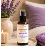 Lavender Room & Linen Spray displayed in a calming spa-inspired environment.