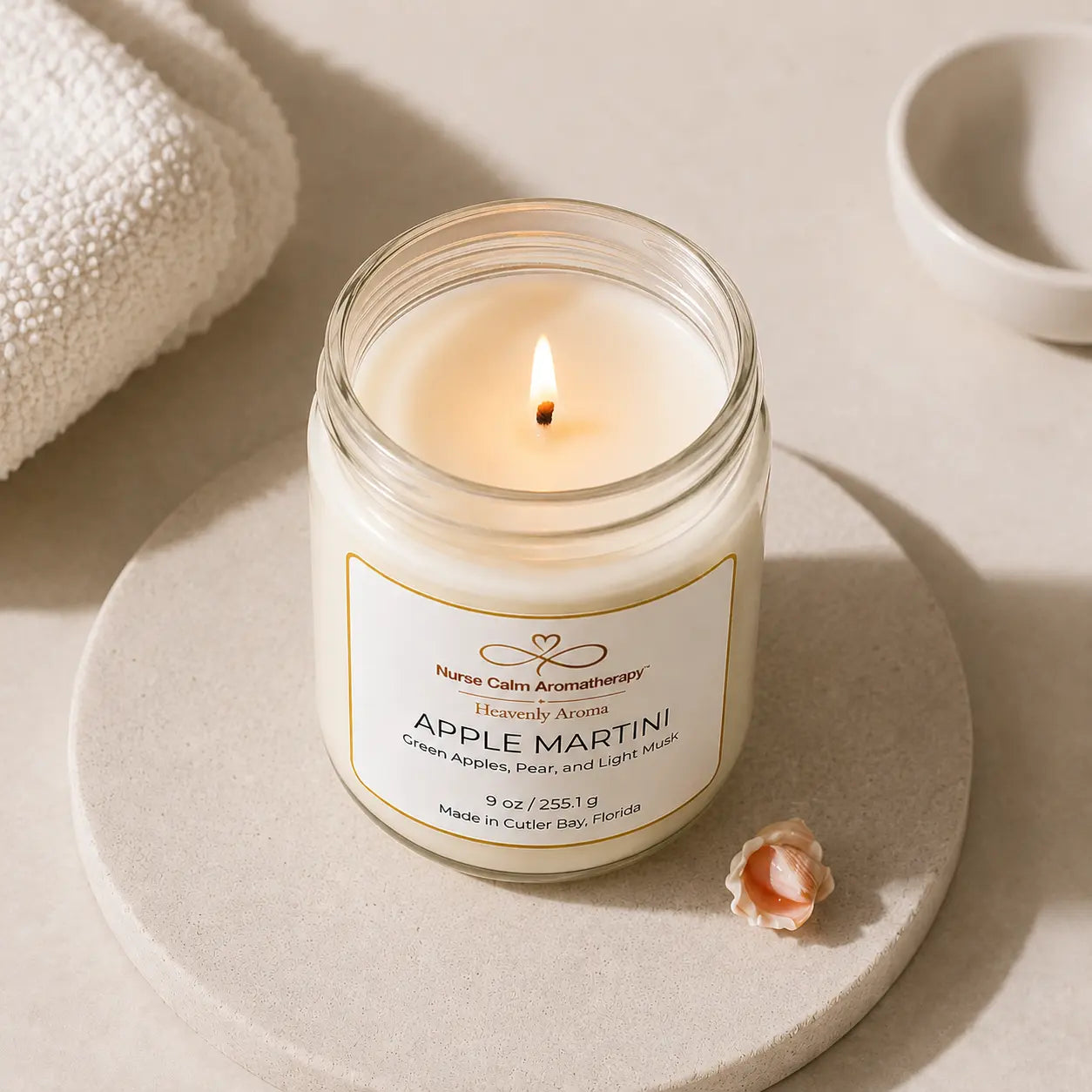 Apple Martini soy candle with cotton wick