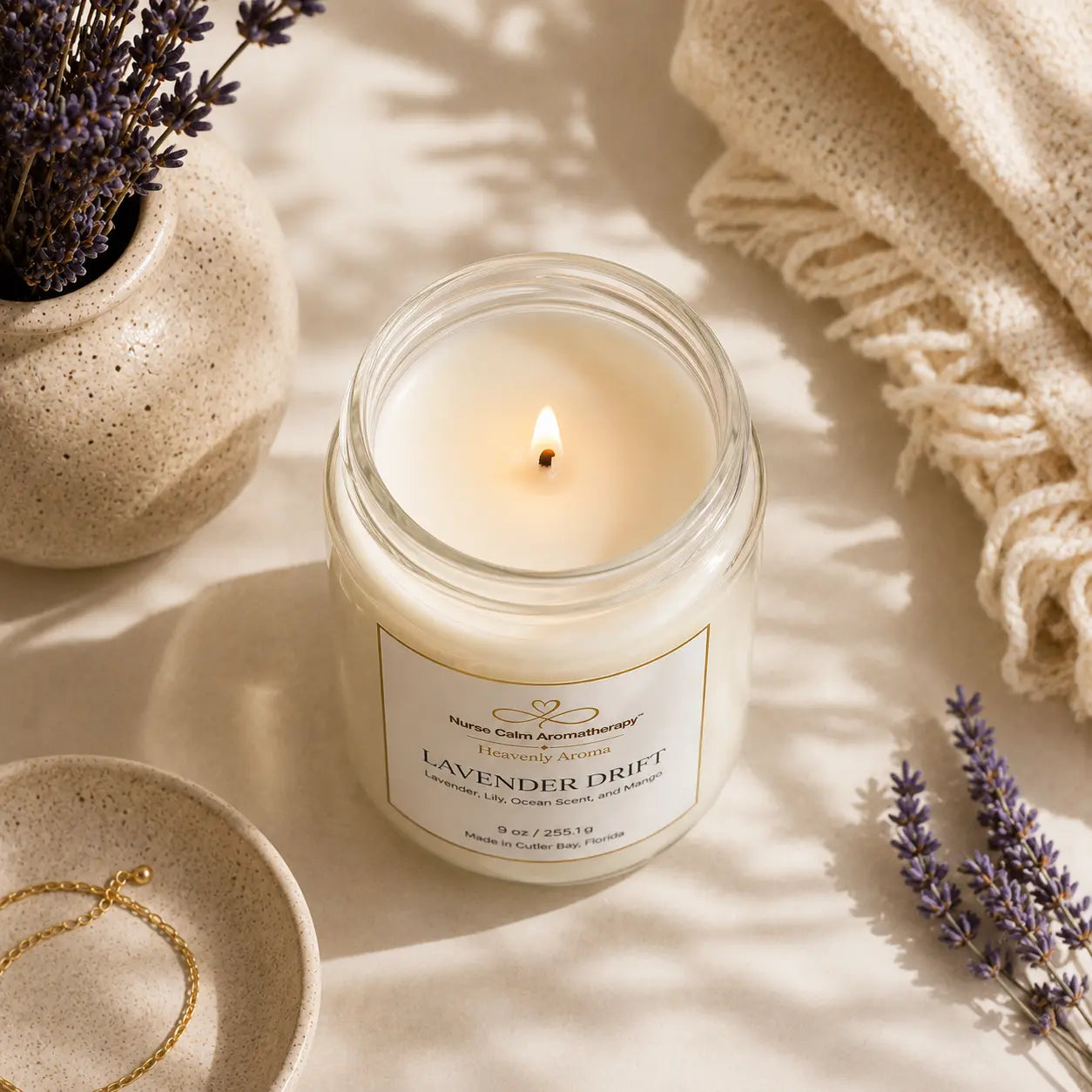 Lavender drift soy candle with cotton wick