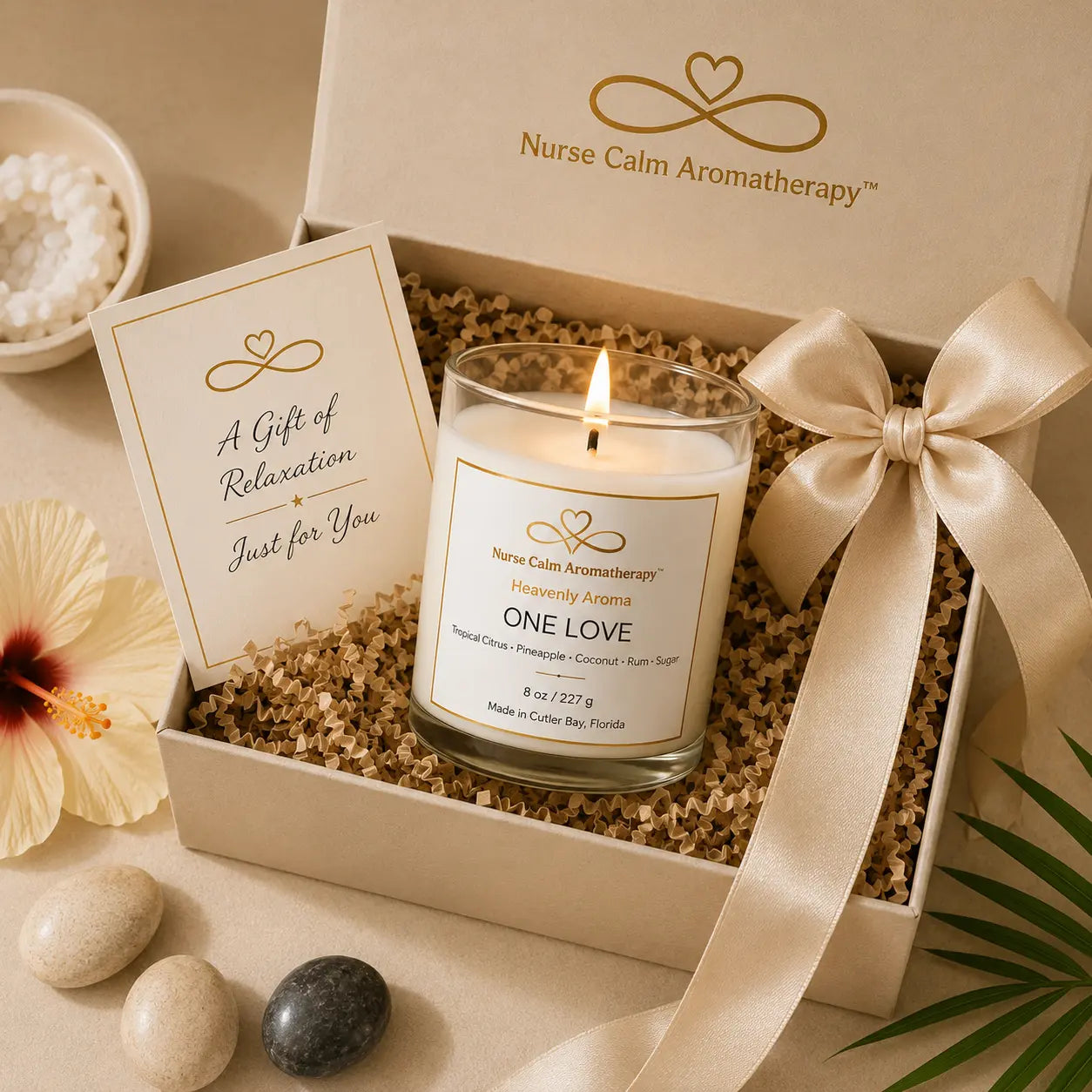 One Love tropical candle gift by Nurse Calm Aromatherapy
