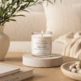 One Love soy candle with tropical coconut and bamboo fragrance in spa-inspired setting