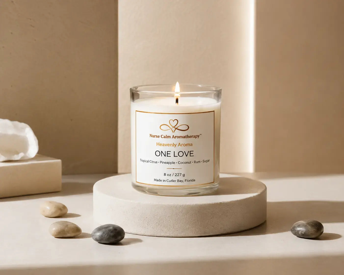 One Love Tropical Soy Candle handcrafted by Nurse Calm Aromatherapy