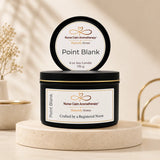 Nurse Calm Aromatherapy candle on a beige pedestal with a neutral background