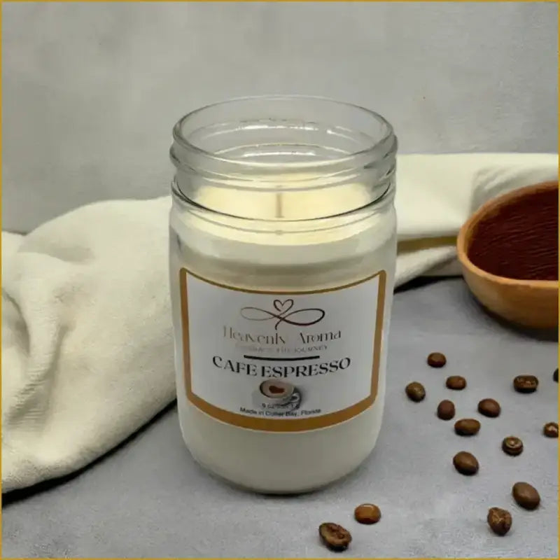 Café Espresso 9 oz Candle – Your Morning Mood in a Jar - Nurse Calm Aromatherapy™ by Heavenly Aroma