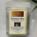 Mahogany Bliss premium soy wax melt with marine, lavender, leather, teakwood, sandalwood, jasmine, and tonka bean fragrance.